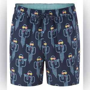 No Boundaries Cactus Sunglasses Swim Trunks Men’s Size L Navy Novelty Print